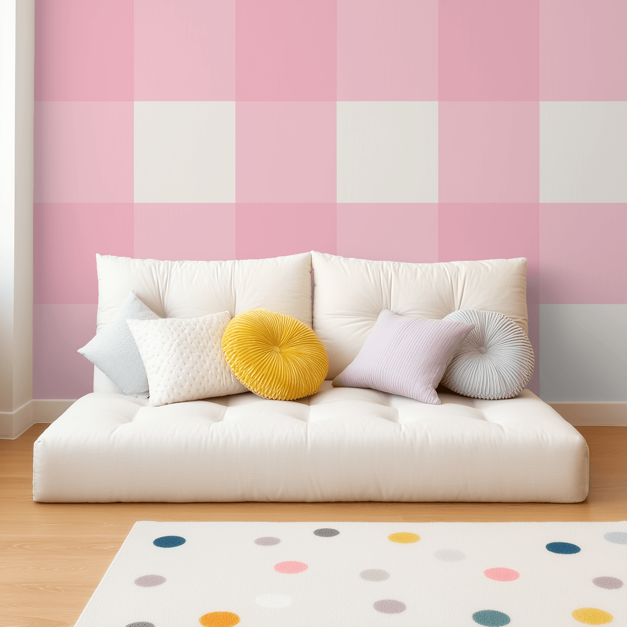 Simply Gingham Large (Pink) Wallpaper
