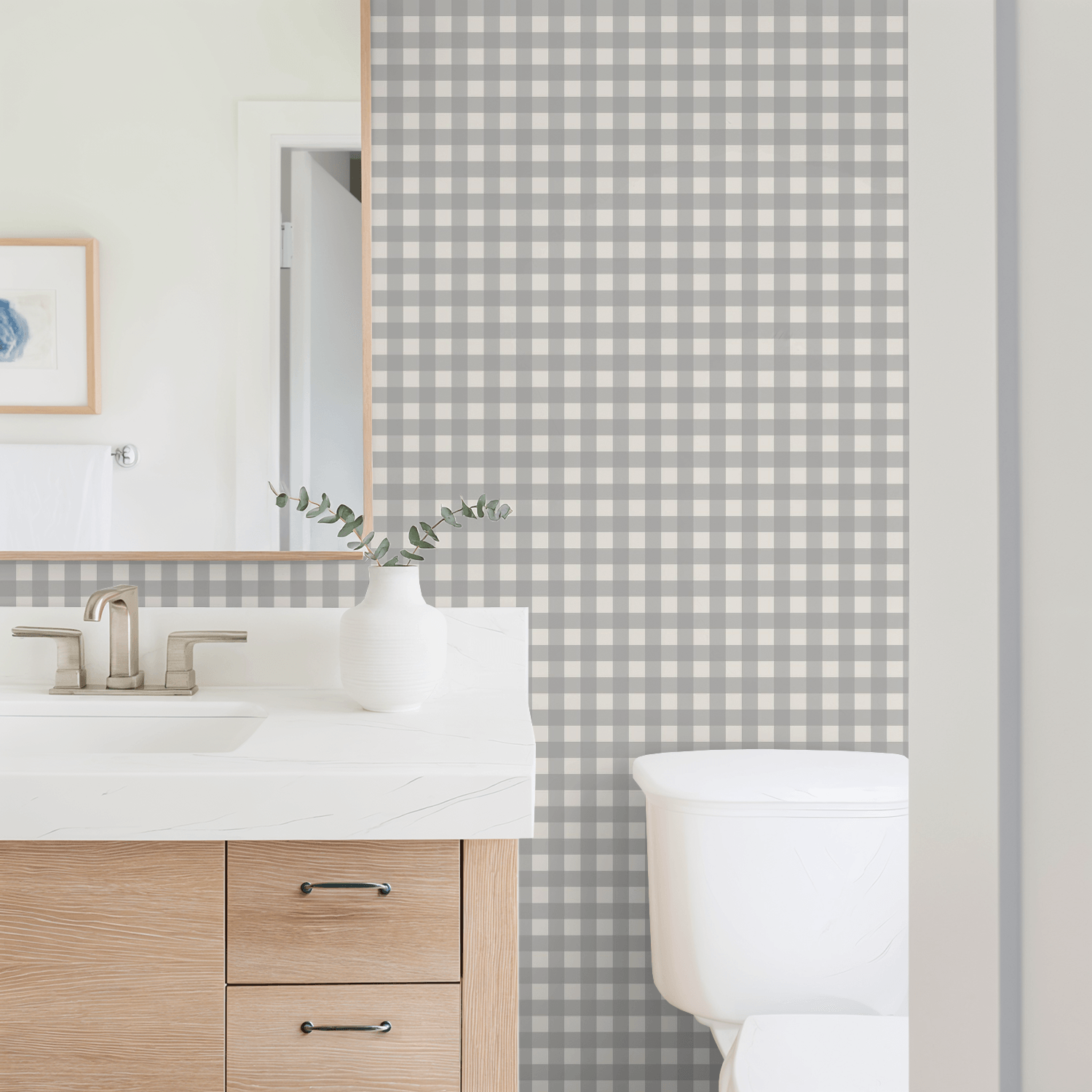 Simply Gingham Small (Gray) Wallpaper