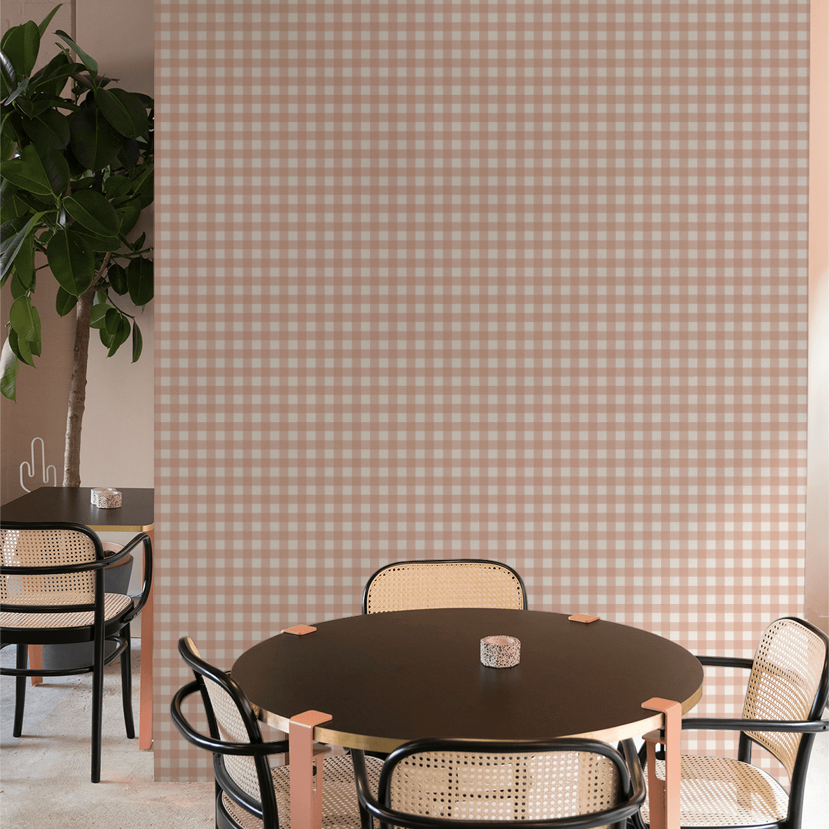 Simply Gingham Small (Peach) Wallpaper