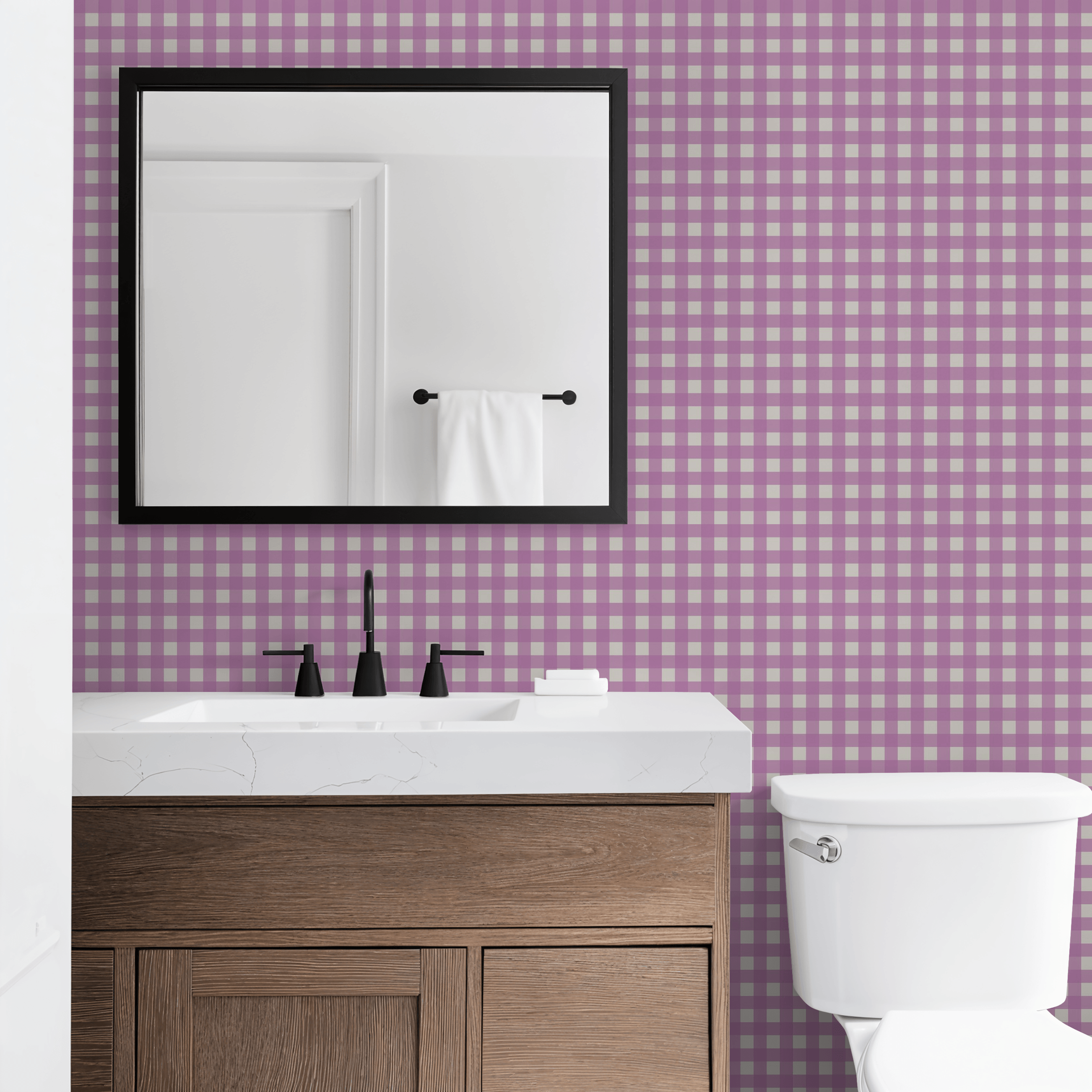 Simply Gingham Small (Purple) Wallpaper