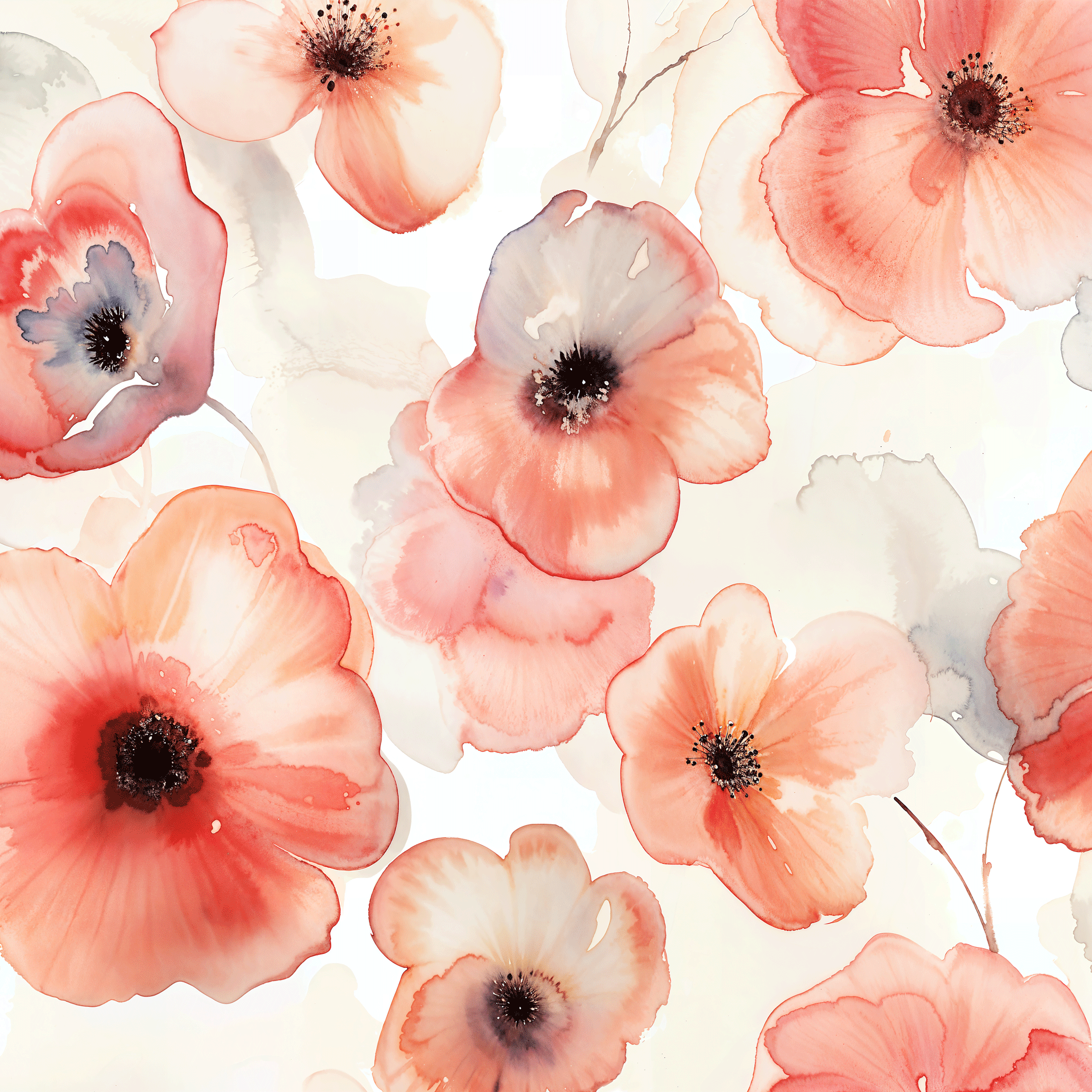 "Poppies in Bloom Wallpaper by Wall Blush, elegant floral design for a stylish living room backdrop."