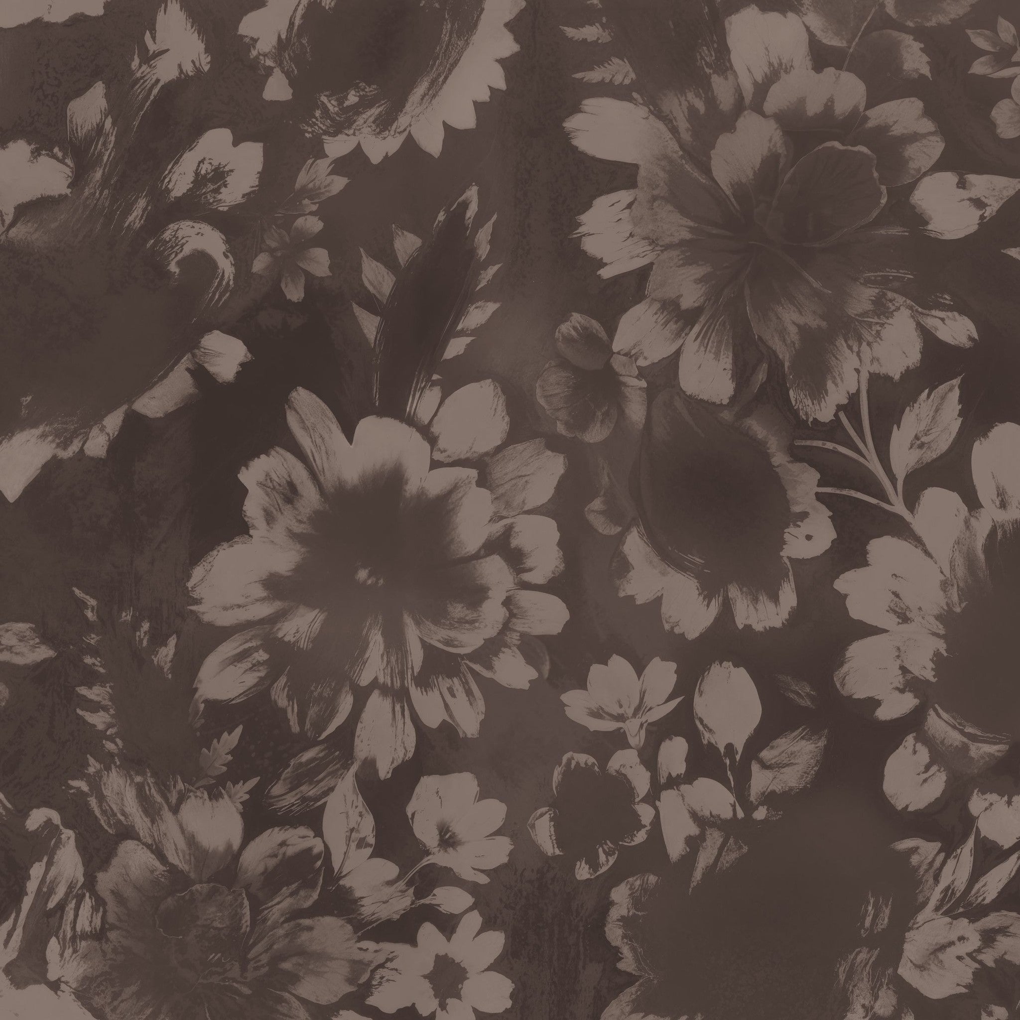 Midnight Bloom wine floral wallpaper with moody blossoms on a dark background.