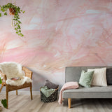 "The Nora Mural Wallpaper by Wall Blush in a cozy living room, highlighting the wall's textured design."