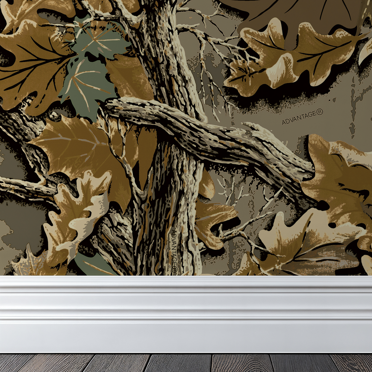 Realtree Advantage wallpaper with earthy brown and green foliage pattern.