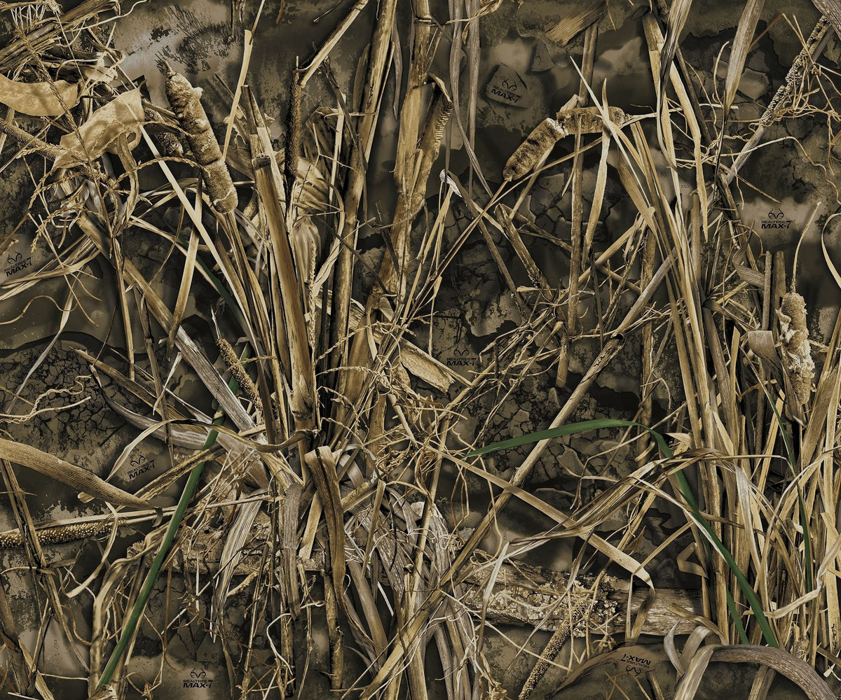 Realtree MAX wallpaper with overgrown reeds and grasses in earthy browns and greens.