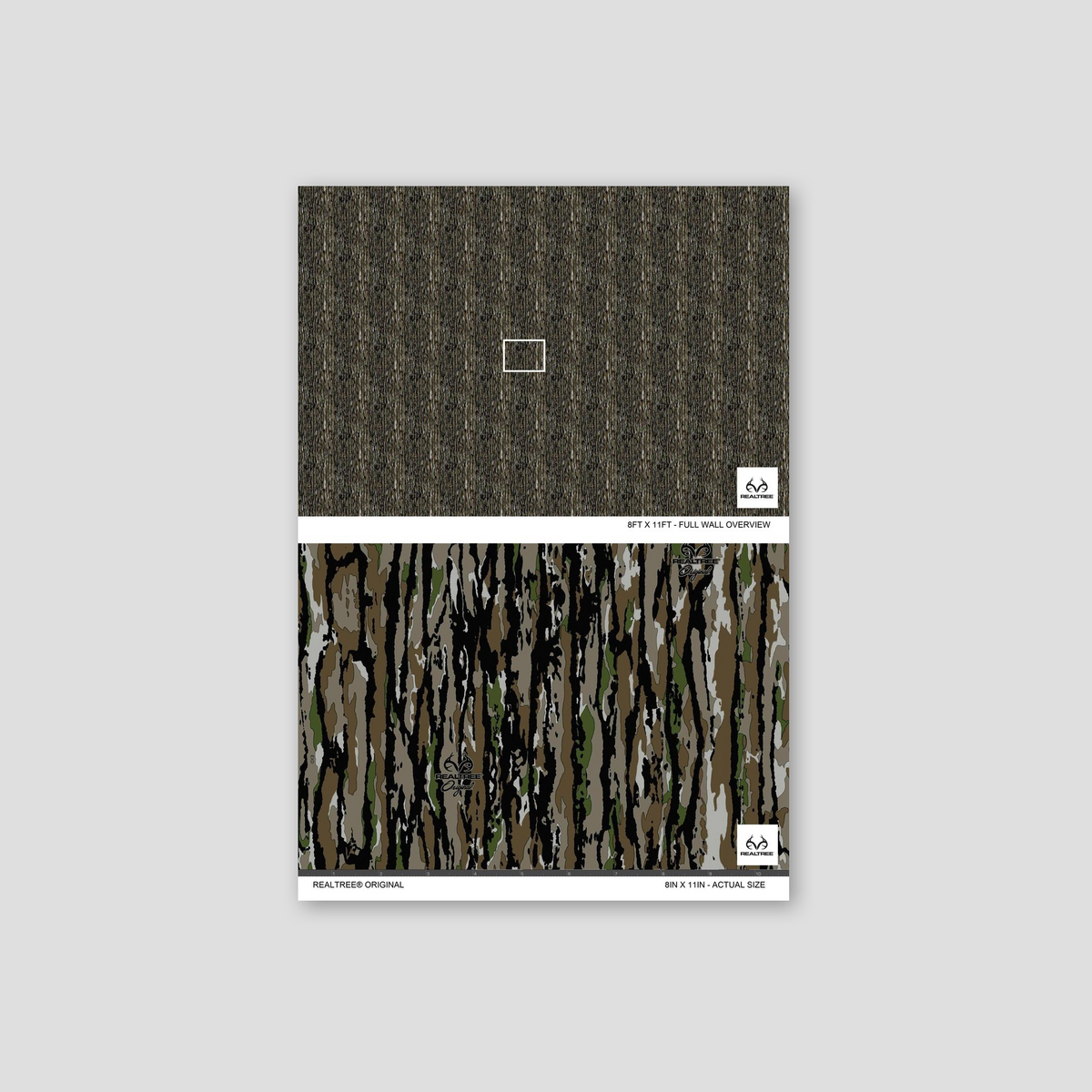 Realtree Original wallpaper with bark-like pattern in earthy browns and greens.