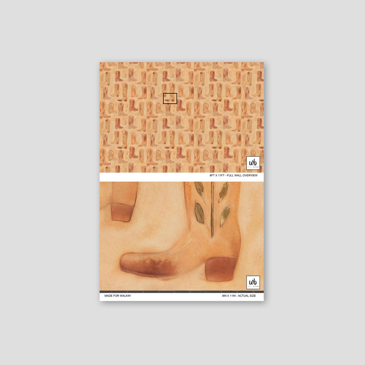 Rustic terracotta cowboy boots wallpaper with earthy tones and vintage style.