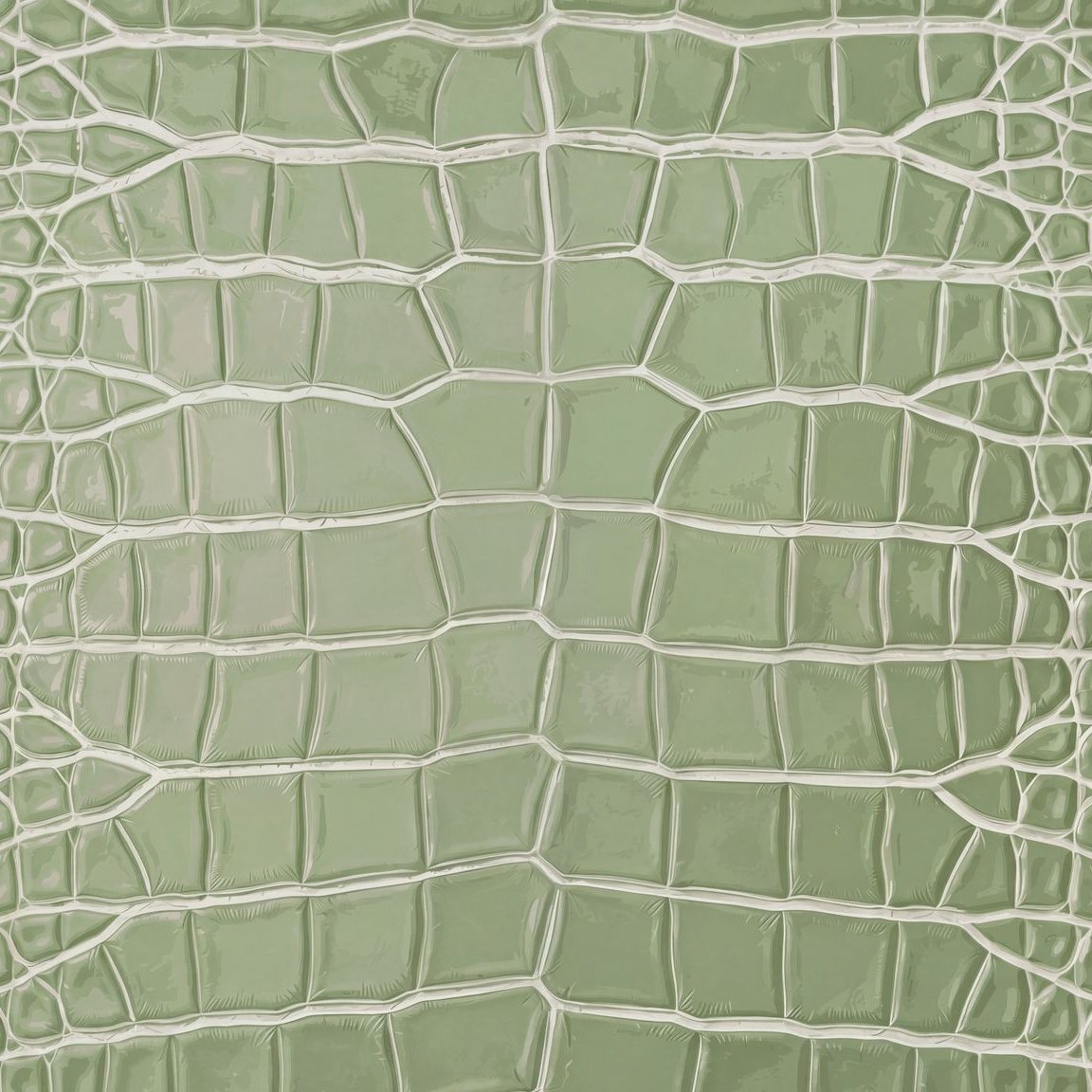 Sage green reptilian textured wallpaper with geometric crocodile pattern.