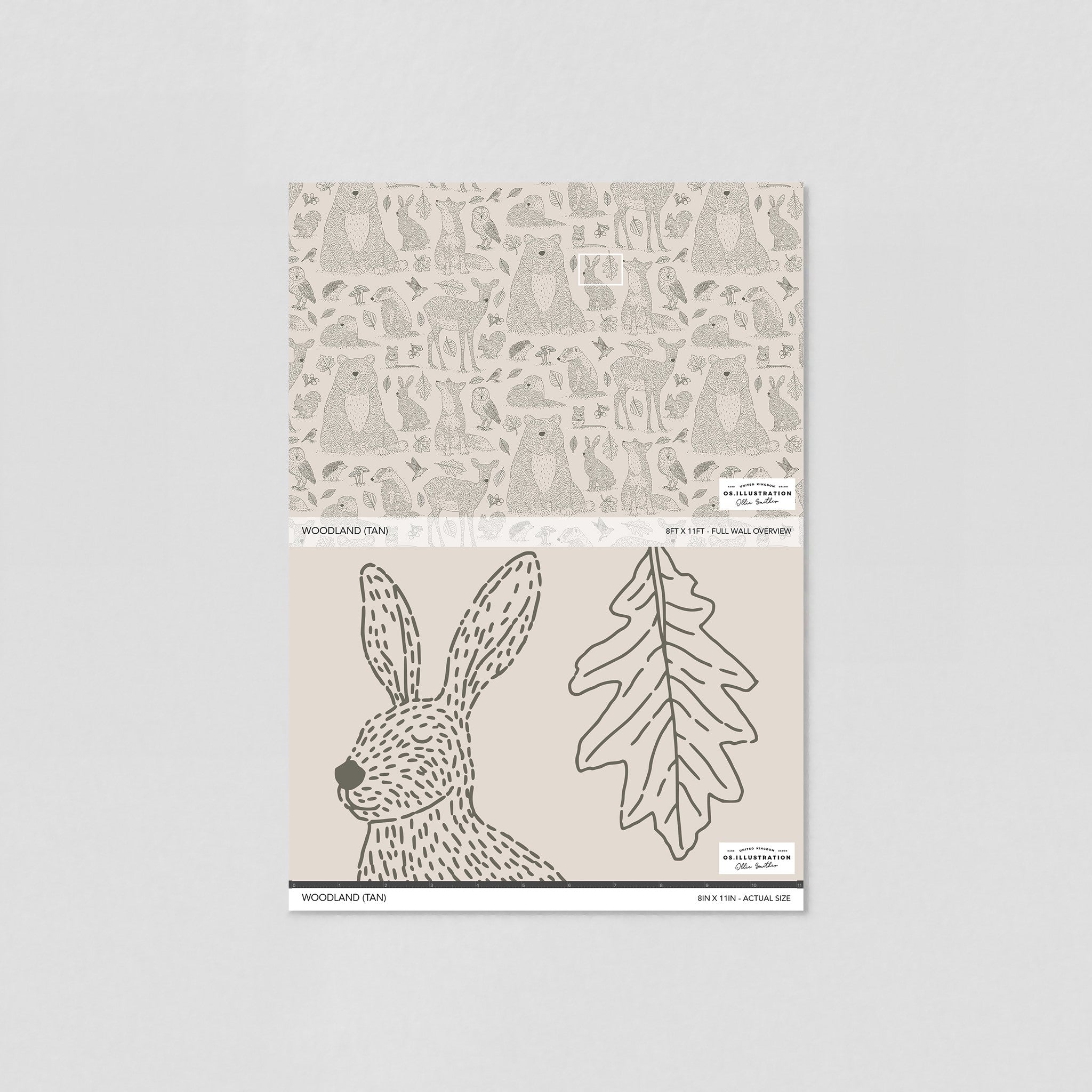 "Wall Blush Woodland (Tan) Wallpaper sample in a neutral setting highlighting texture and design for room decor."