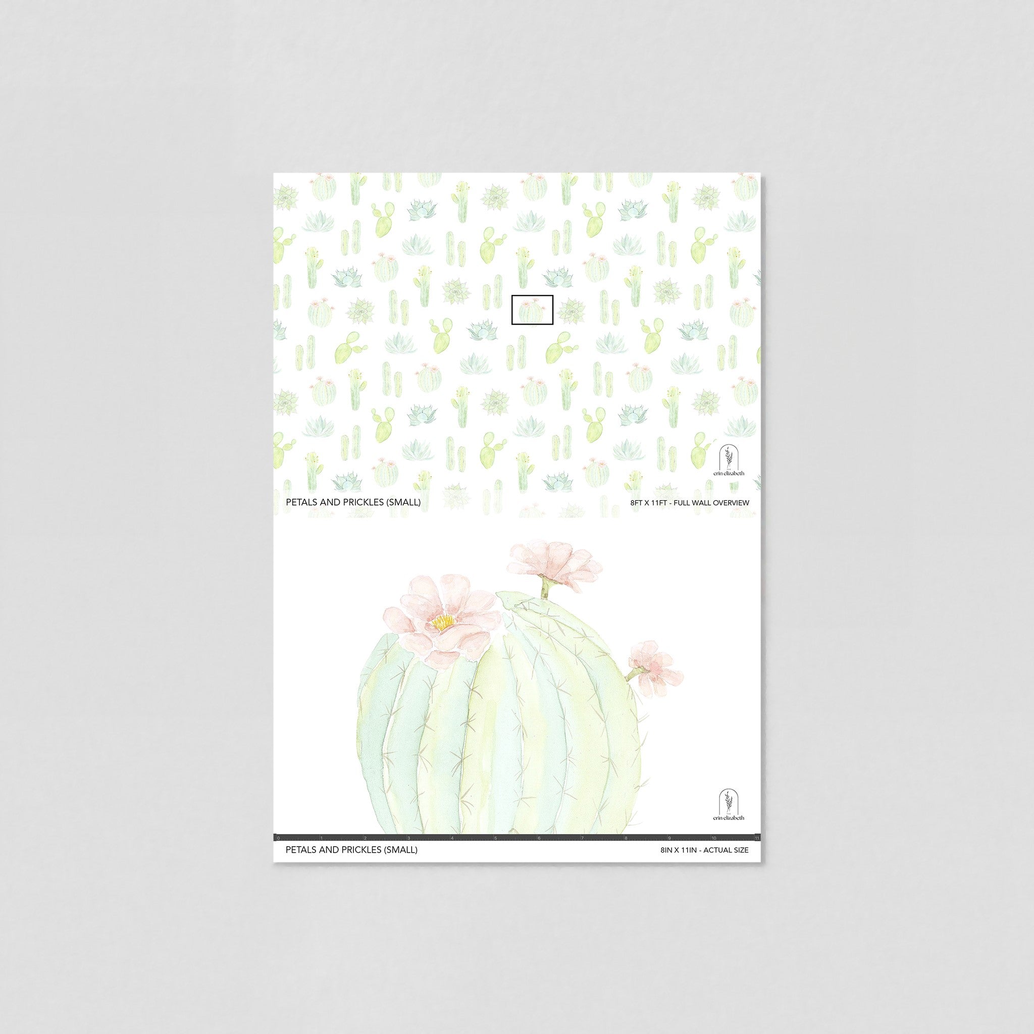 "Wall Blush's Petals and Prickles (Small) Wallpaper sample in a clean, simple setting, showcasing the design for a stylish room."