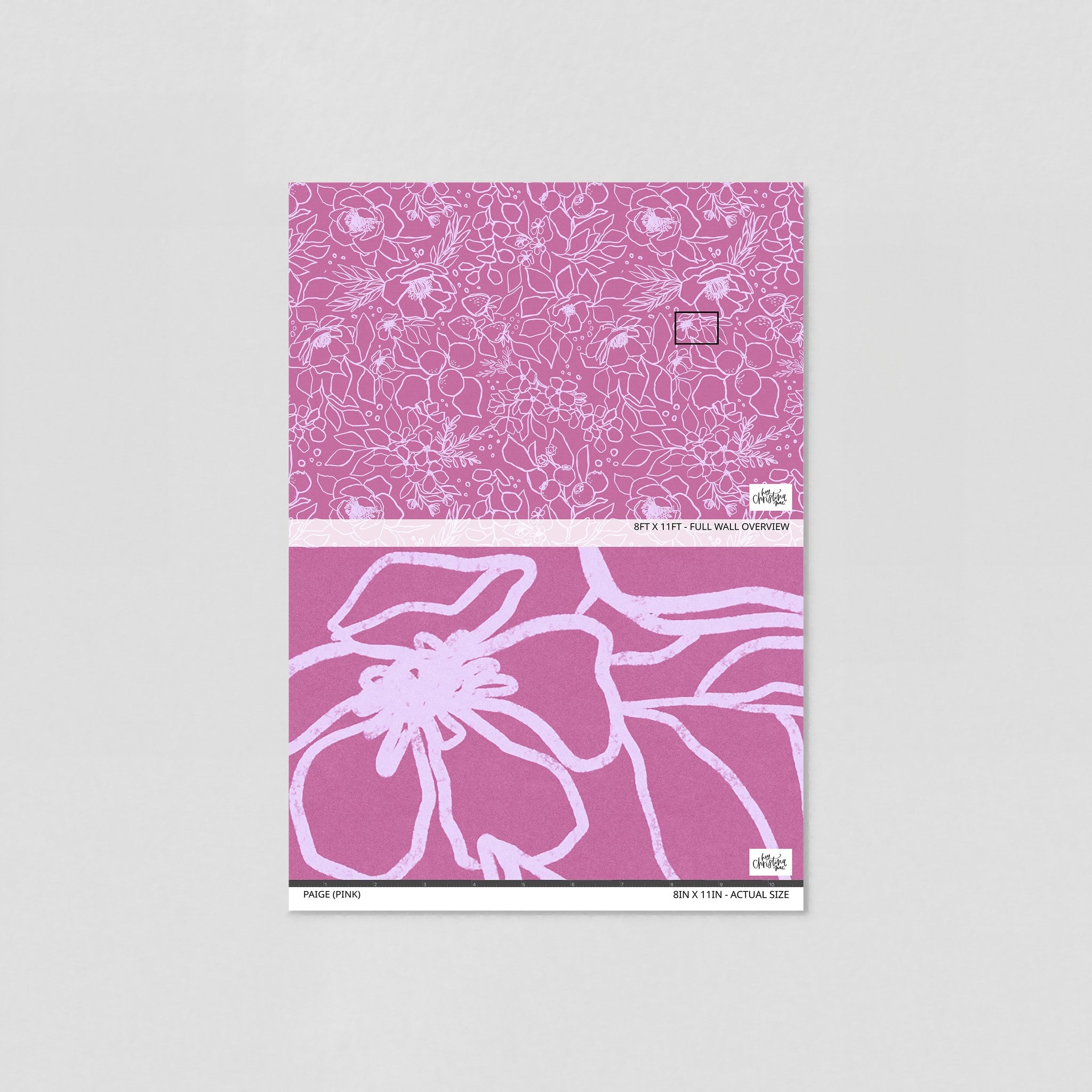 "Wall Blush's Paige (Pink) Wallpaper sample, floral design ideal for enhancing any room's interior decor."