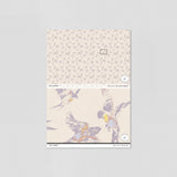 "Wall Blush's 'The Cheery Wallpaper' design sample for a cozy living room setting, highlighted as the focal point."