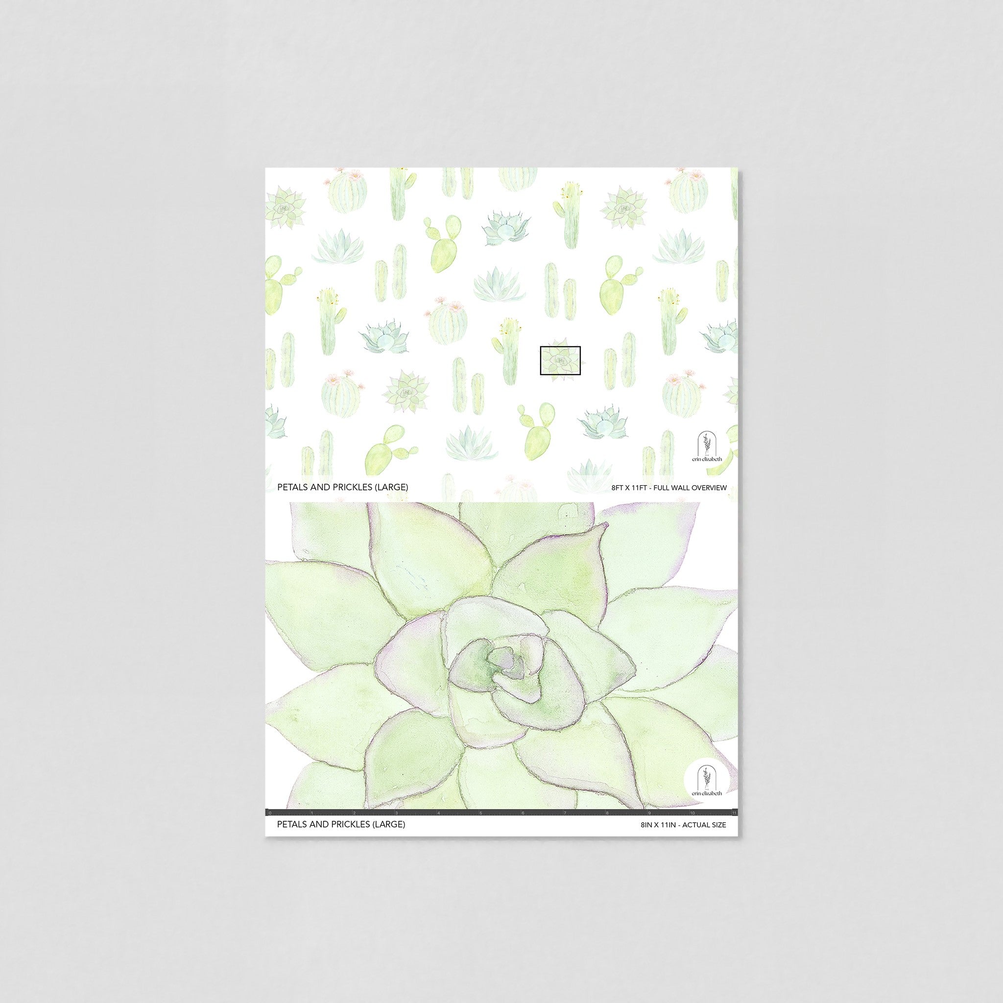 "Wall Blush 'Petals and Prickles (Large)' Wallpaper sample displayed in a room setting, highlighting the design on the focus wall."