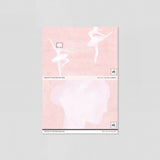 Alt: "Wall Blush Pirouette (Pattern Edition) Wallpaper sample, elegant dancers, ideal for a feminine bedroom decor focus."