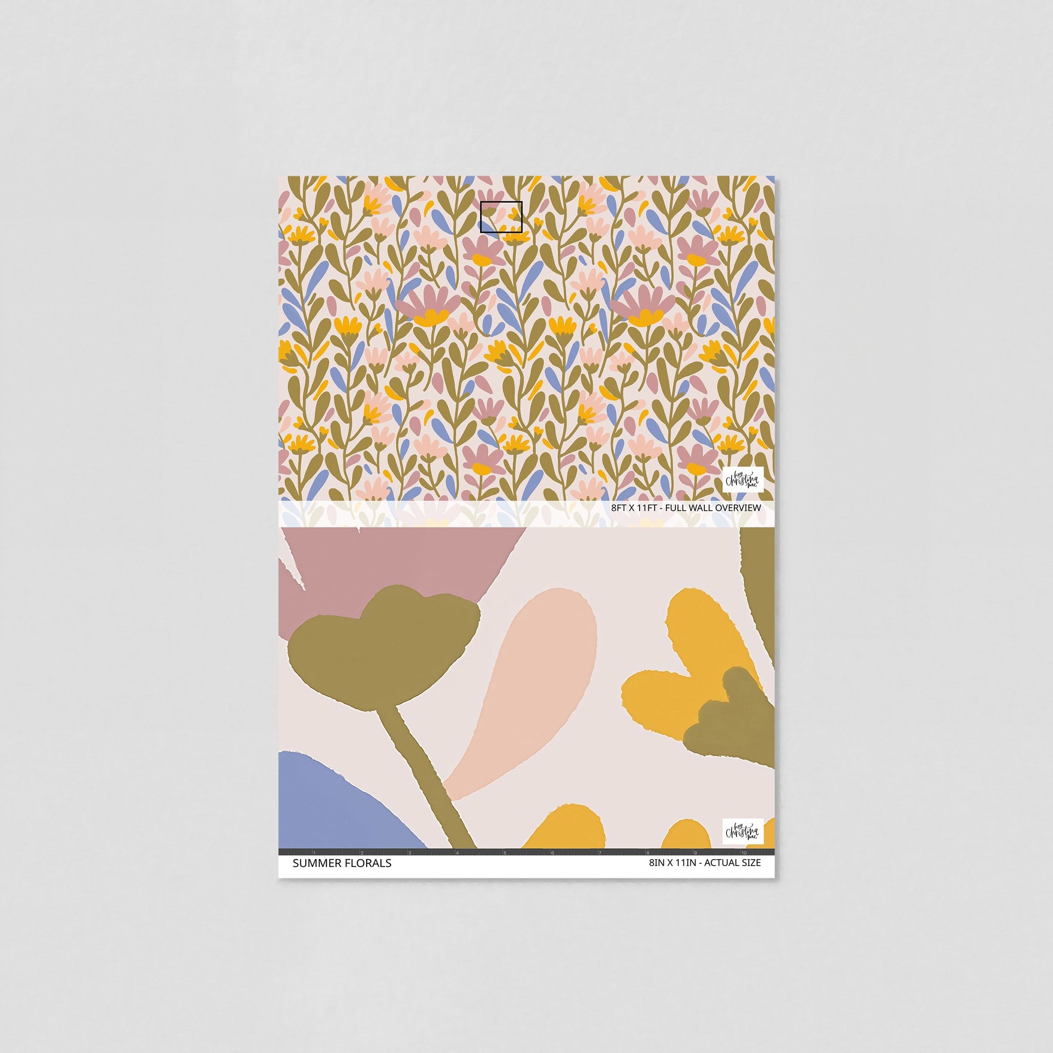 "Wall Blush Summer Florals Wallpaper sample showcasing vivid floral design for a modern room decor."