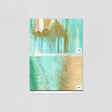 "Wall Blush Venice Wallpaper sample with teal and copper accents for living room decor."