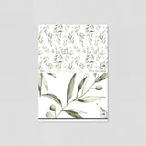 "Fiona Wallpaper sample by Wall Blush with green foliage design for elegant living room decor."