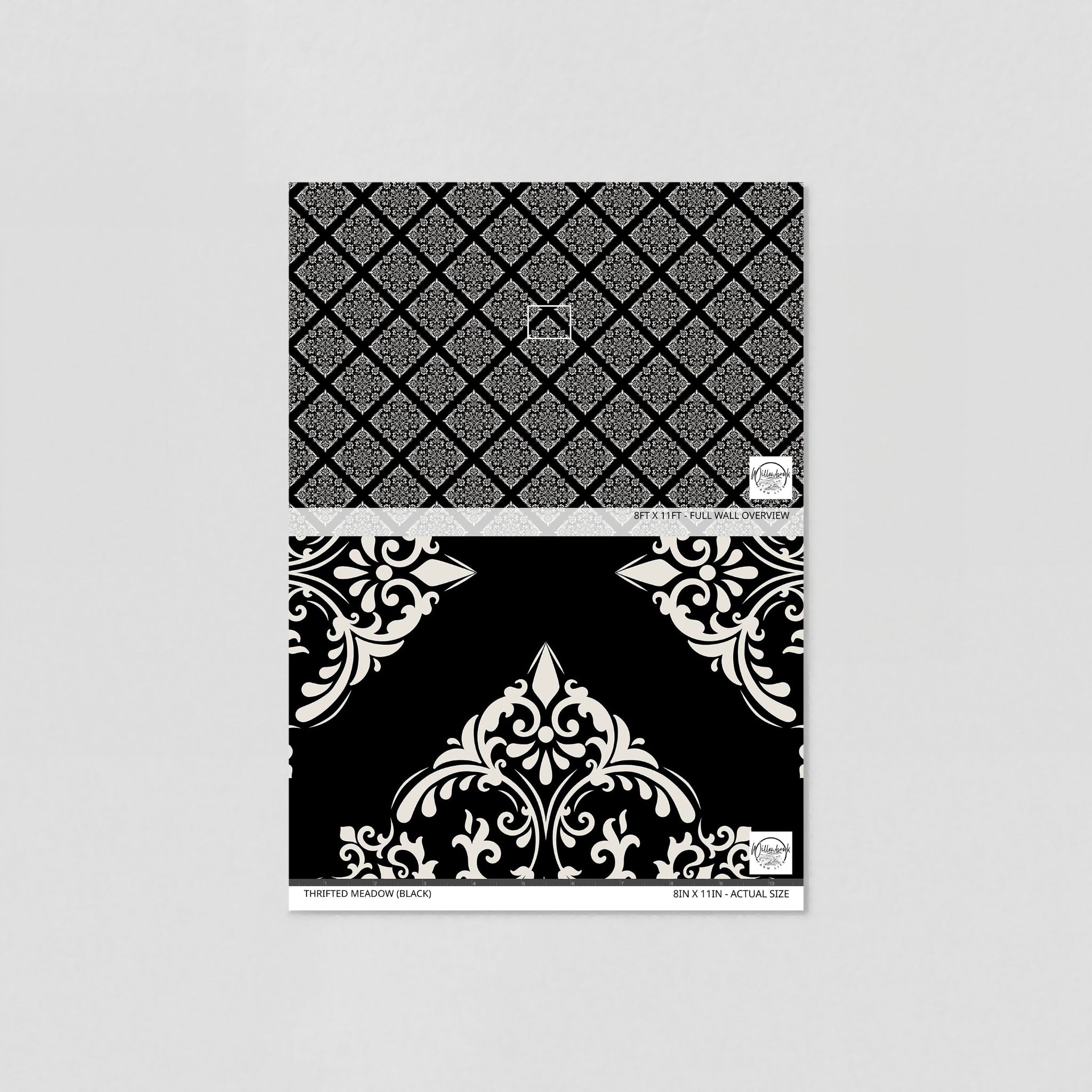 Thrifted Meadow (Black) Wallpaper