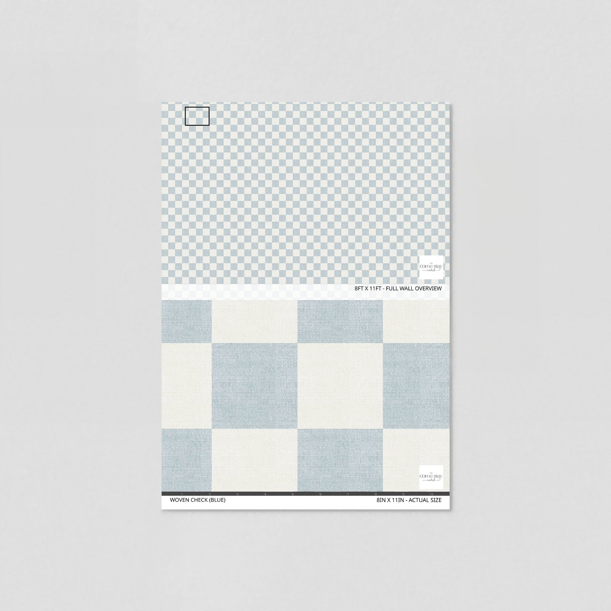 Woven Check (Blue) Wallpaper - 10 FT H X 13 FT W Peel and Stick