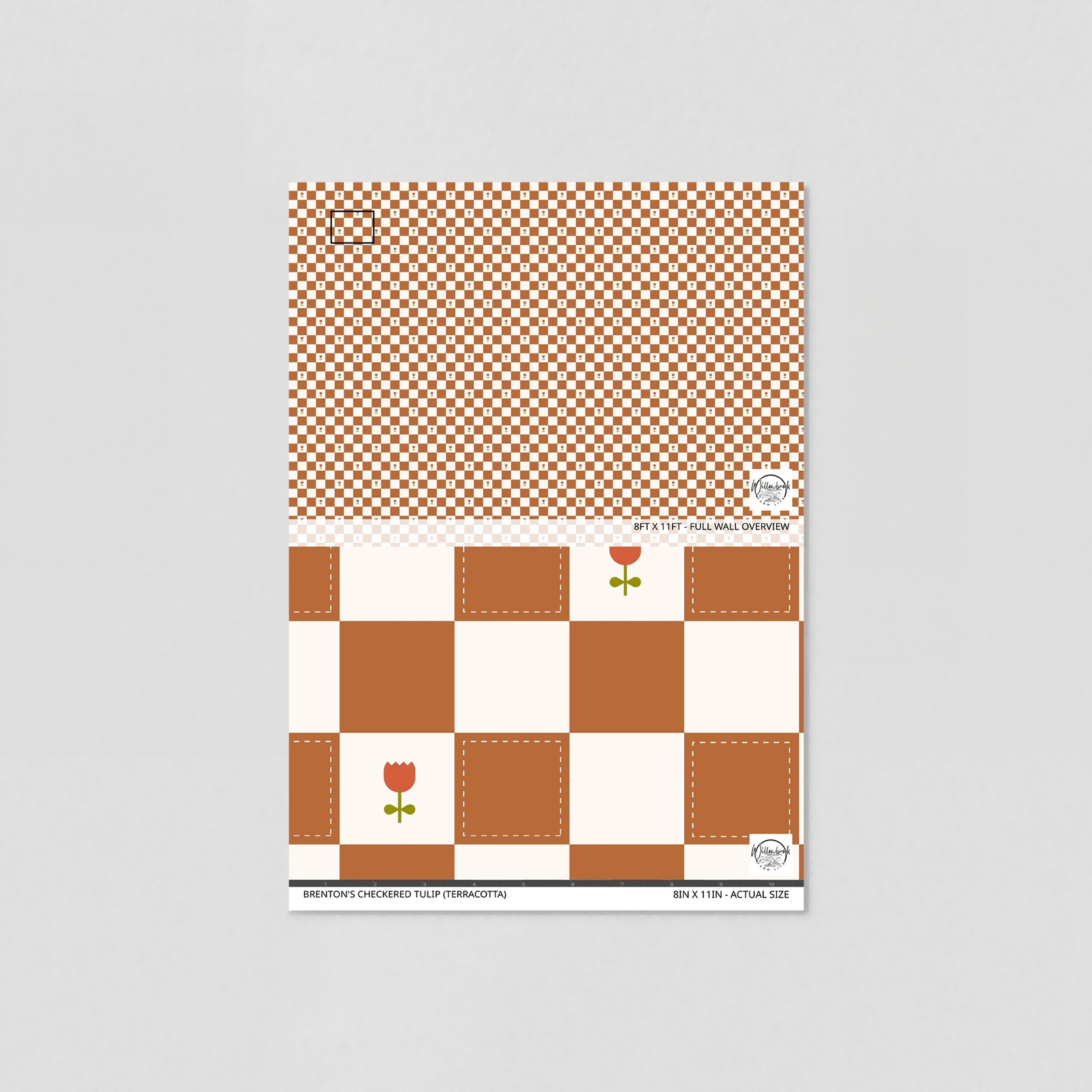 Brenton's Checkered Tulip (Terracotta) Wallpaper