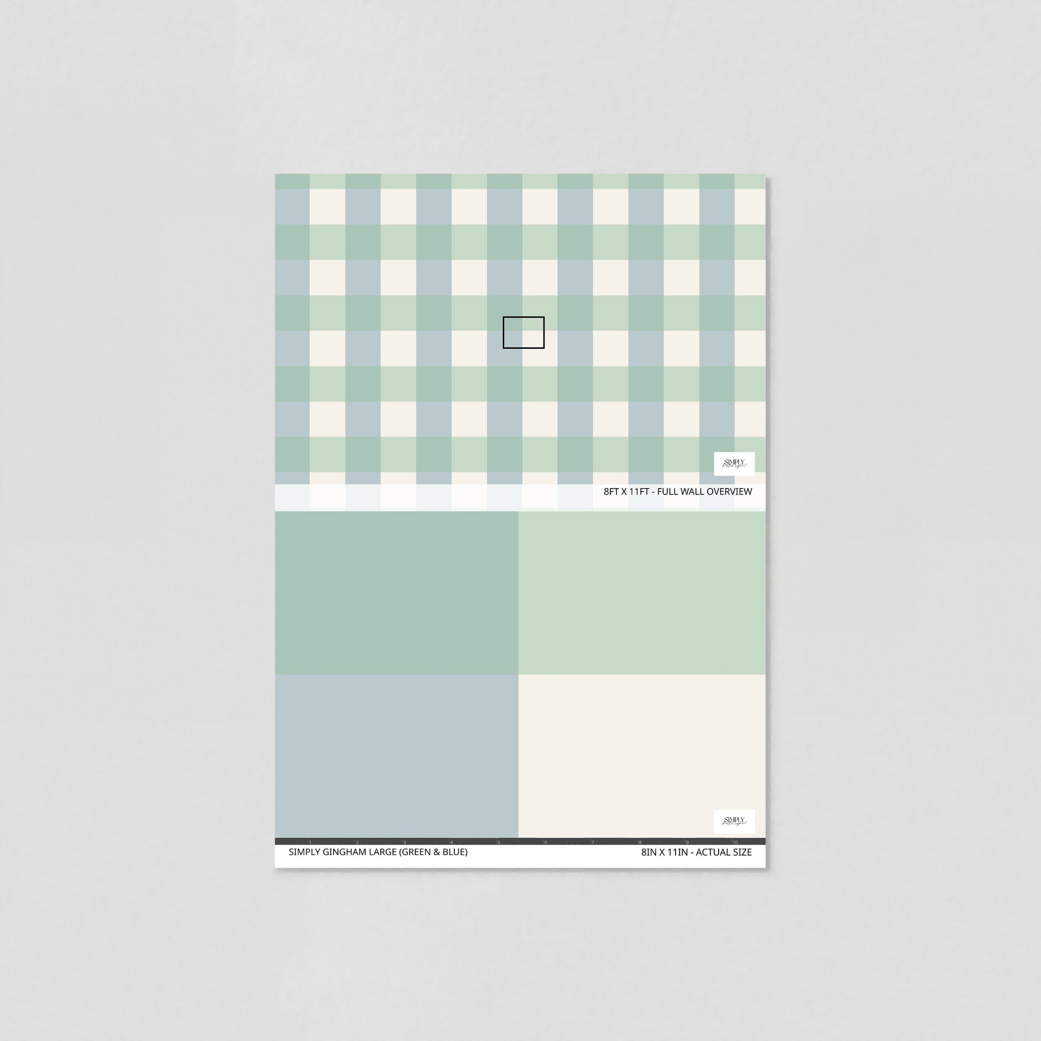 Simply Gingham Large (Green & Blue) Wallpaper
