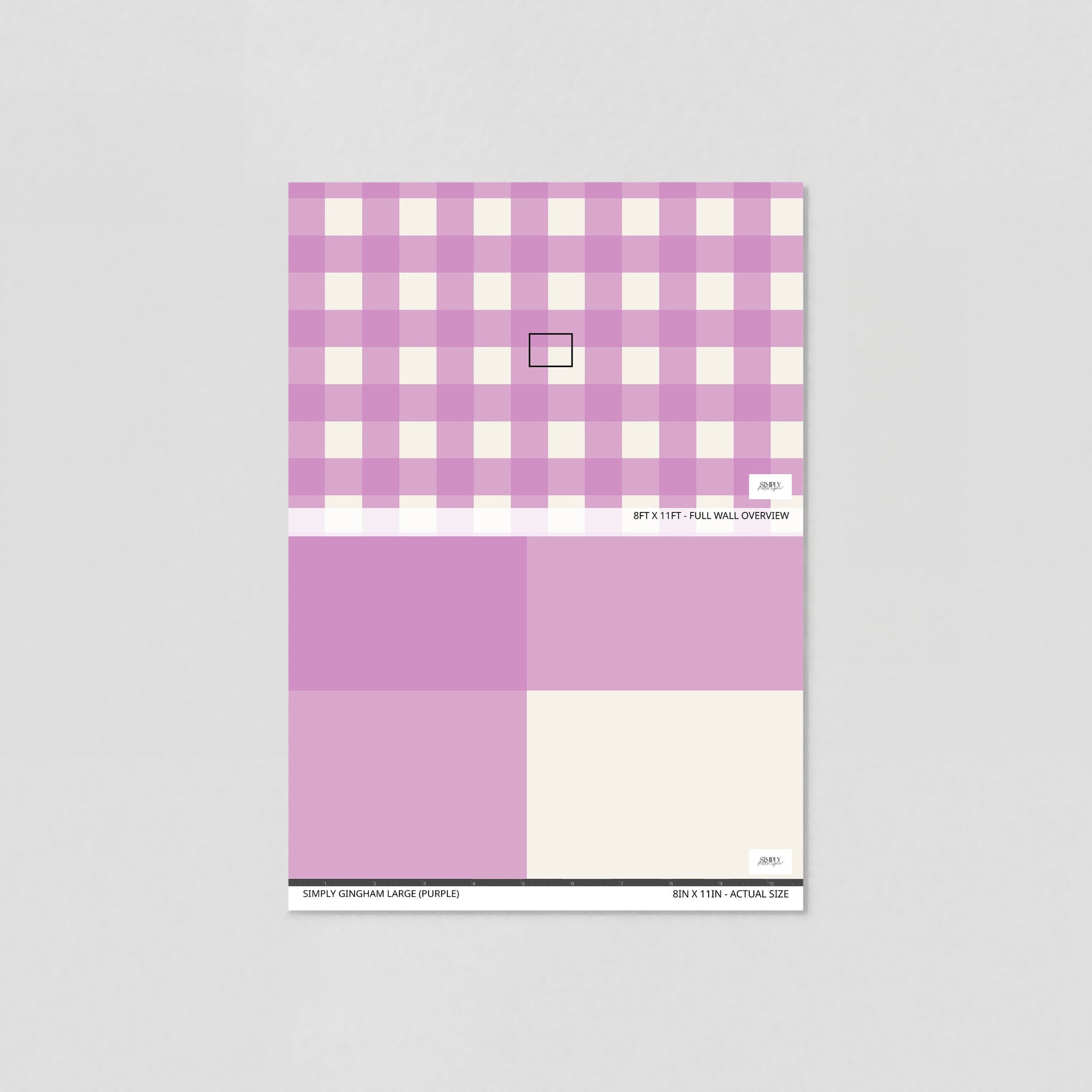 Simply Gingham Large (Purple) Wallpaper - 10 FT H X 8 FT W Traditional