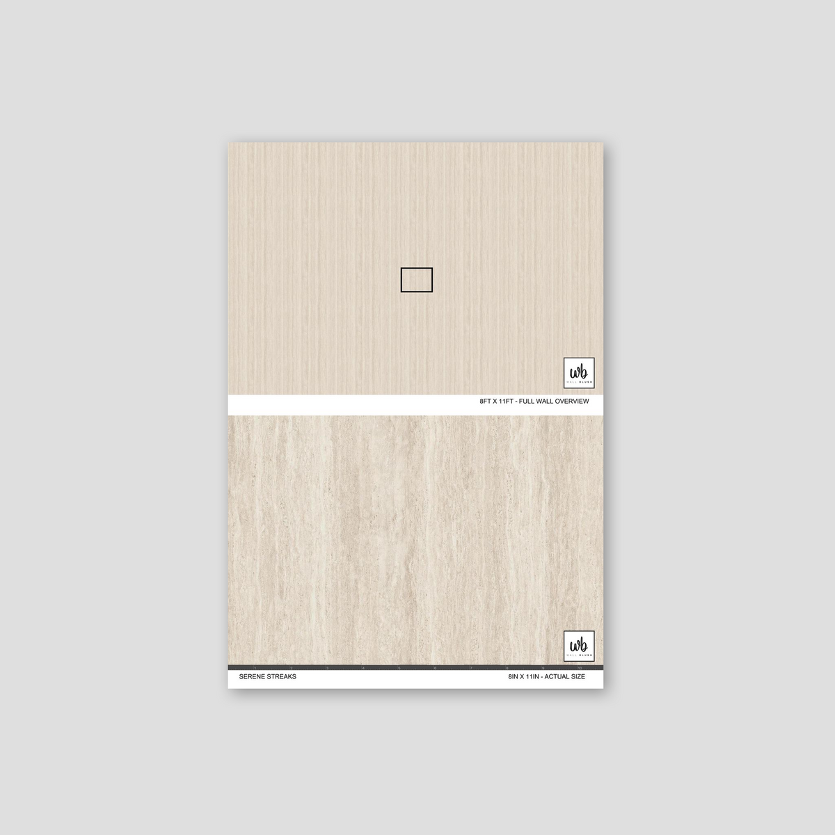 Serene Streaks beige and cream textured wallpaper sample.