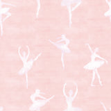 "Pirouette (Pattern Edition) Wallpaper by Wall Blush in a cozy bedroom, with a ballet dancer design focus."