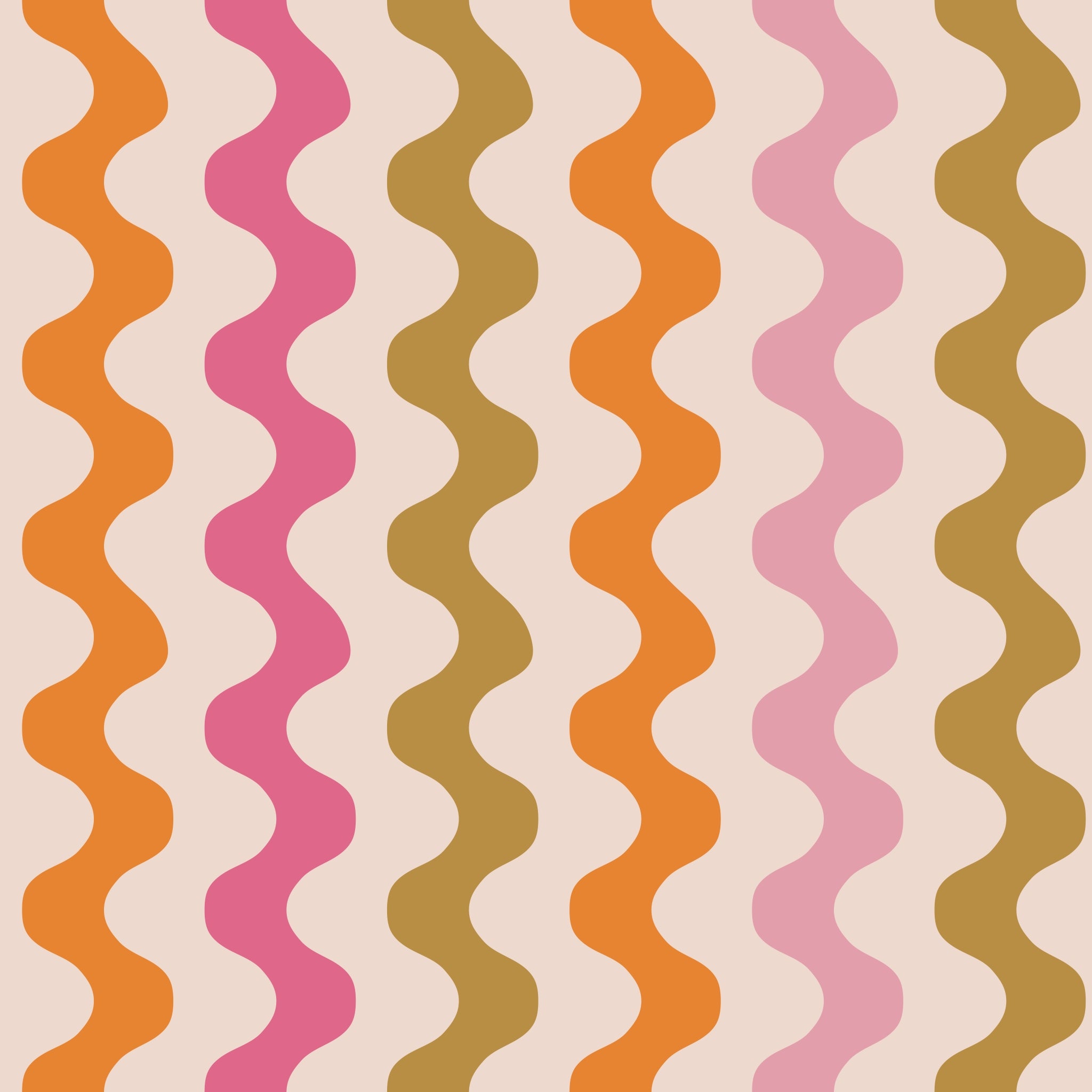 "Polly Wallpaper by Wall Blush showcasing colorful wavy patterns in a contemporary living room setting."
