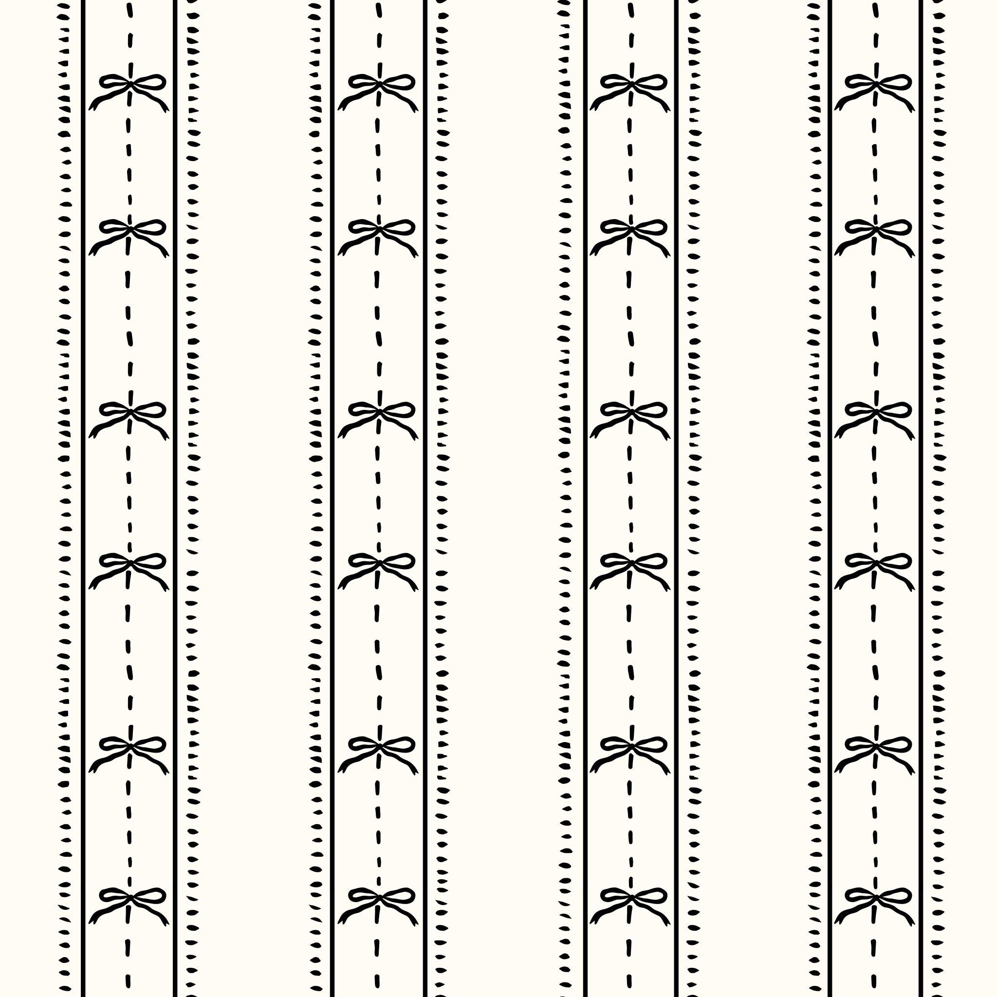 Cottage Bows (Black) Wallpaper