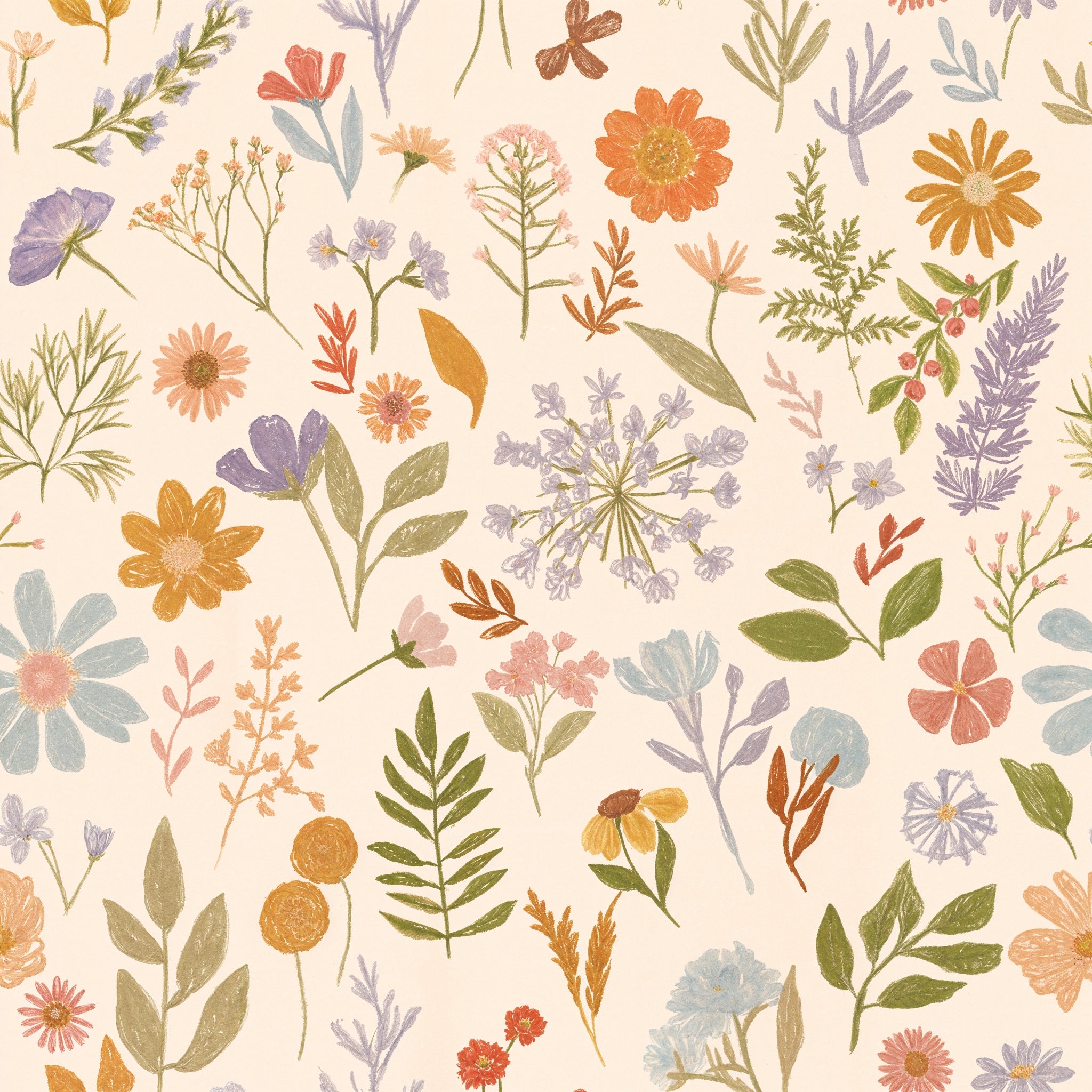 "Lily's Field Wallpaper by Wall Blush enhancing a cozy bedroom ambiance with its floral design."