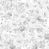 "Wall Blush Juliet Wallpaper with Monochrome Floral Design in Elegant Bedroom Setting, Focus on Wall Décor."