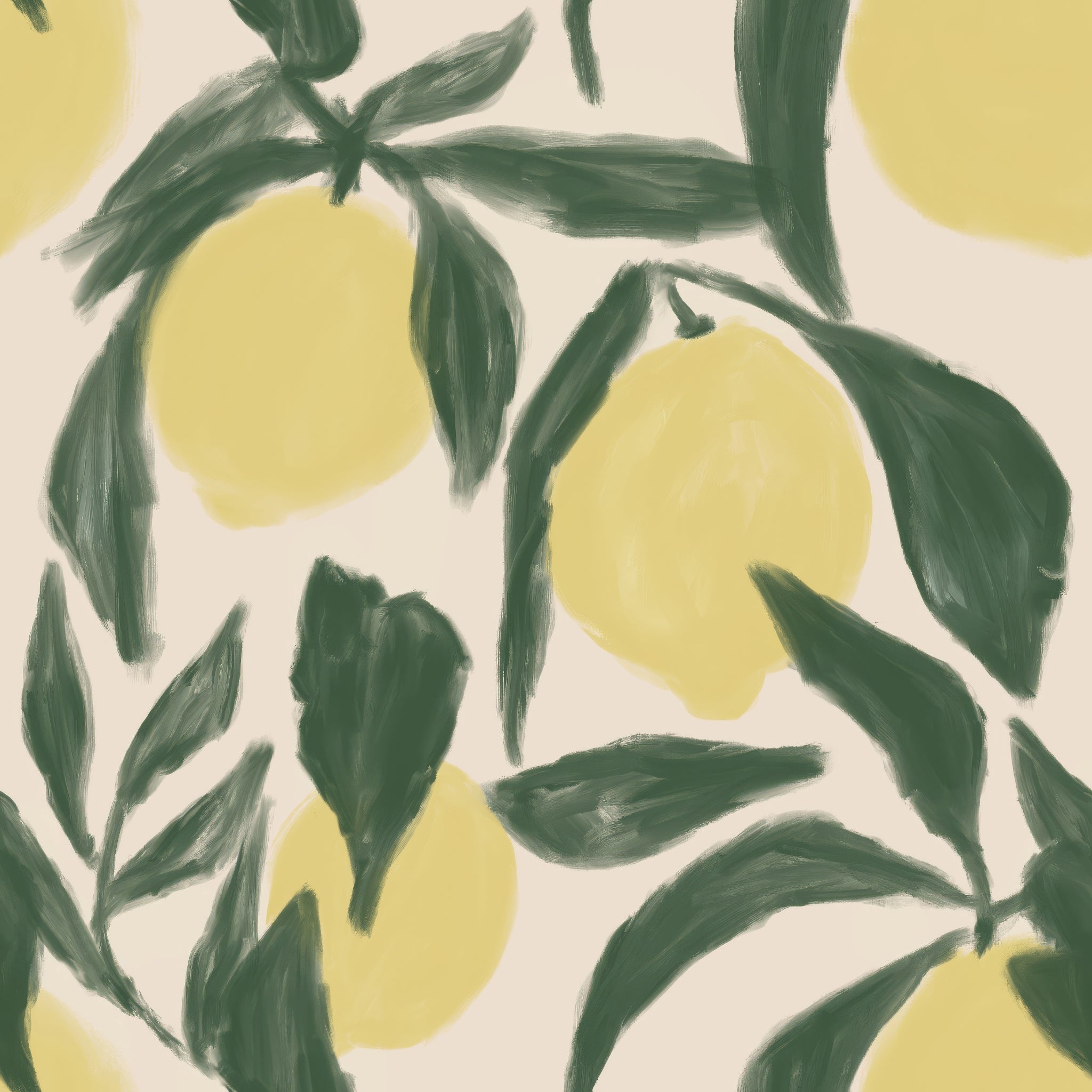 "Wall Blush 'Zesty Wallpaper' with lemon pattern installed in a modern kitchen, refreshing citrus theme."