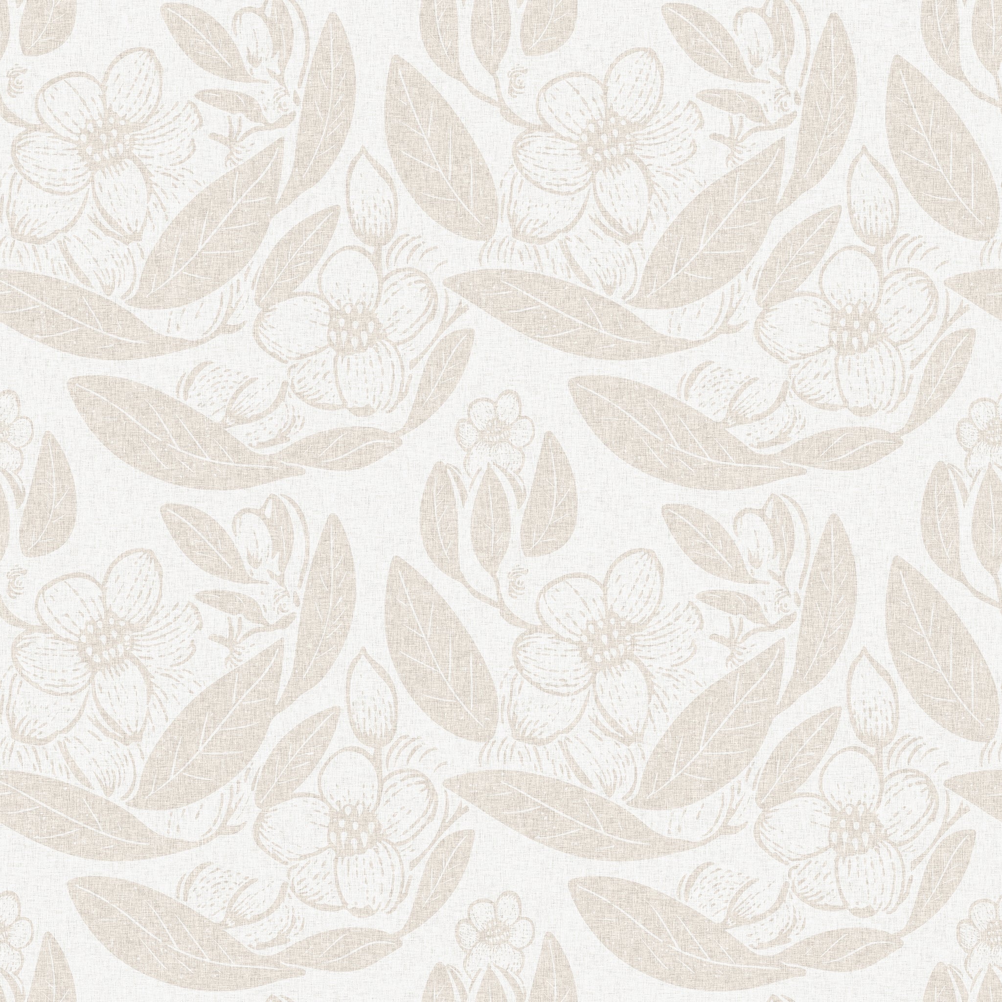 "Dulcia Wallpaper by Wall Blush with floral pattern in a bright living room setting."