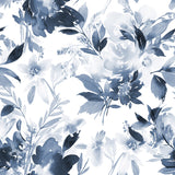 "Wild Blues Wallpaper by Wall Blush, showcasing elegant blue floral patterns perfect for a modern bedroom decor."