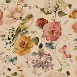 Alt text: "Wall Blush Sadie Wallpaper with floral and bird design adding elegance to a bedroom wall, highlighting the wallpaper as the focal point."
