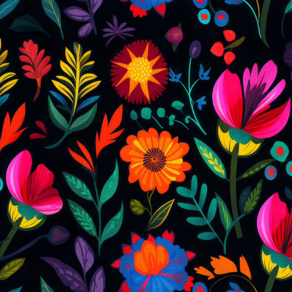 Spanish Colorful Imelda - Spanish Inspired Colorful Floral Wallpaper