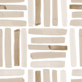 "Wall Blush's Dewey Wallpaper in a neutral artistic pattern for a modern living room ambiance."