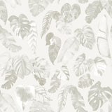 "Wall Blush's 'Leaf Me Be Wallpaper' showcased in a modern living room, highlighting the botanical design."