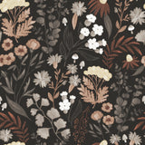 Wall Blush's Mushy (Charcoal) Wallpaper in a living space, floral pattern for stylish interiors.