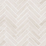 "Wall Blush's Sweet Cream Wallpaper in Herringbone Pattern enhancing a modern living space ambiance."