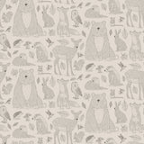 "Wall Blush Woodland (Tan) Wallpaper featuring forest animals in a nursery, creating a tranquil setting."