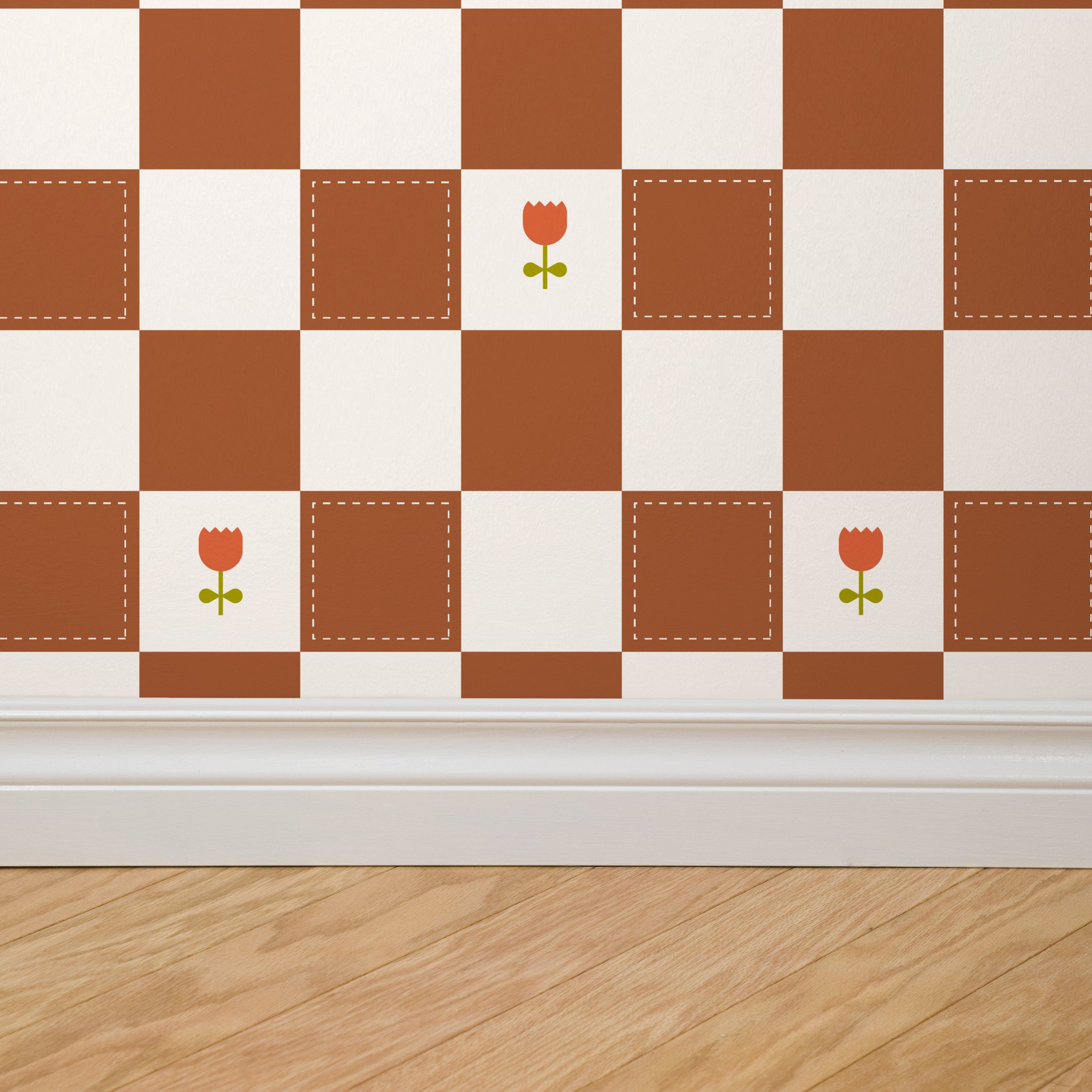 Brenton's Checkered Tulip (Rust) Wallpaper