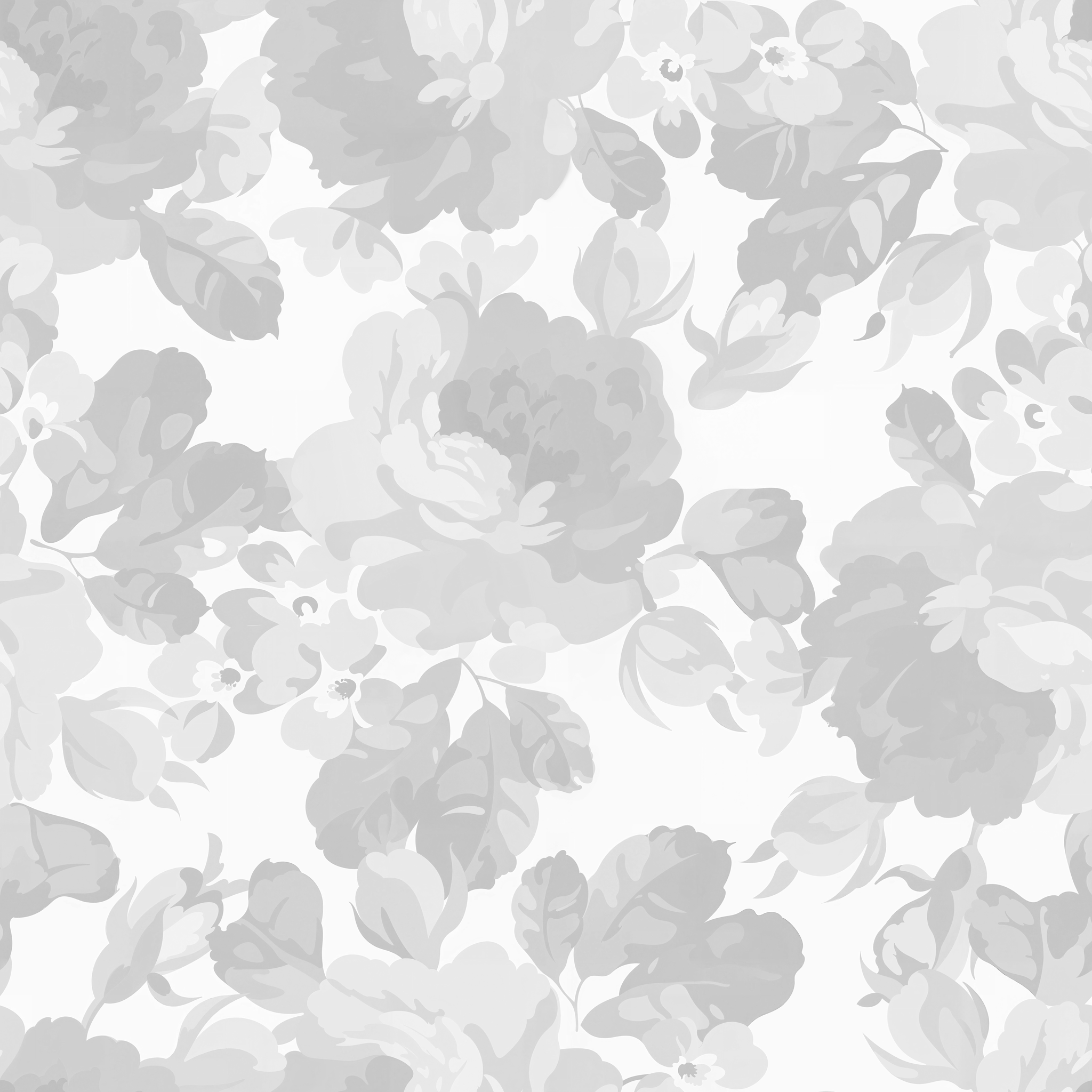 "Terra Bloom (Gray) Wallpaper by Wall Blush in a modern living room, floral patterns highlighted."