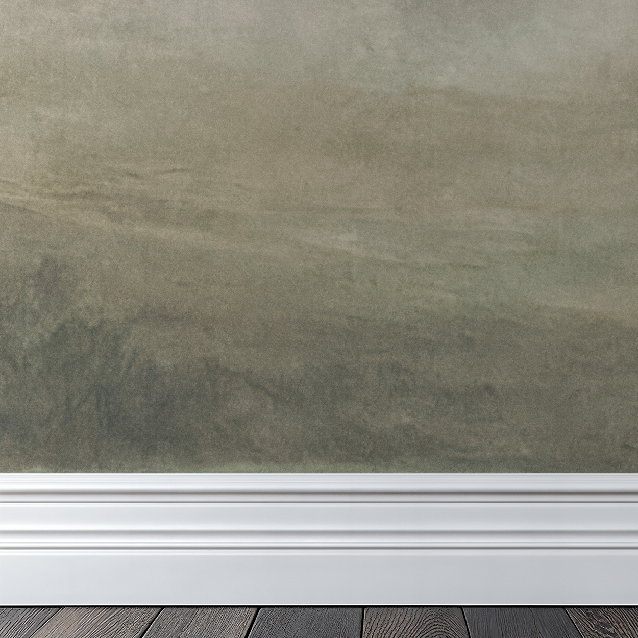Weathered Sky teal wallpaper with misty blues and greys in room setting