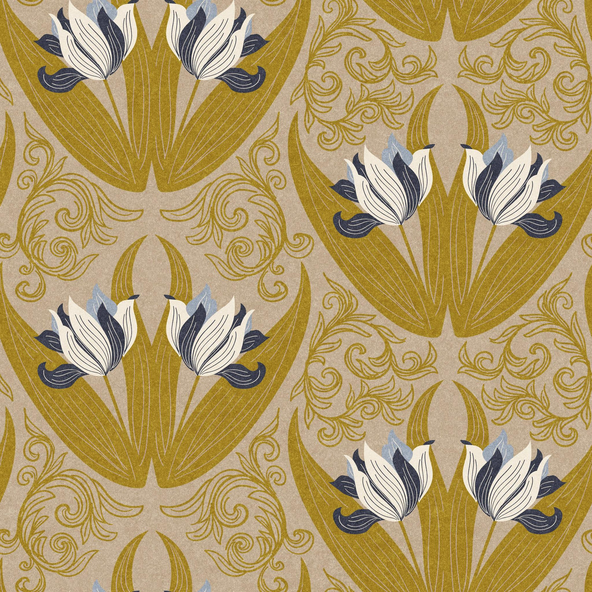 Josephine - Vintage Tulip Wallpaper