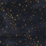 "Le Petit Wallpaper by Wall Blush with golden stars on dark backdrop for stylish modern room decor."