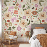 "Hadley Wallpaper by Wall Blush in cozy bedroom with floral design enhancing home decor aesthetics."