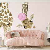 Stevie Kate Wallpaper by Wall Blush in a stylish children's room, showcasing playful giraffe patterns focused on decor.
