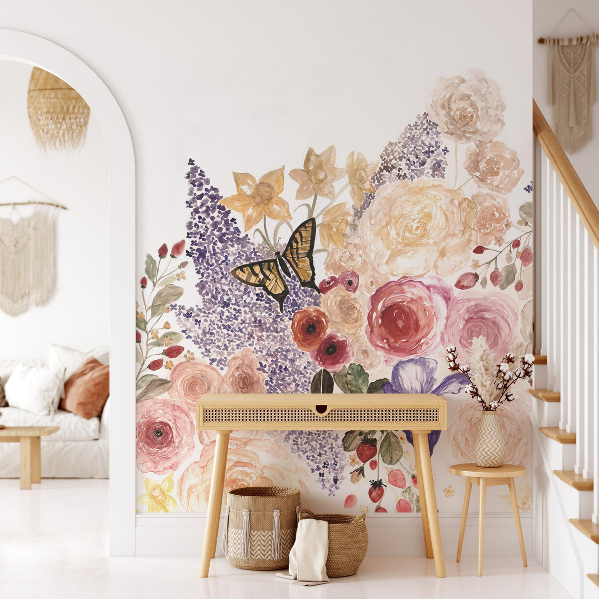 Garden Whimsy - Backyard Floral Watercolor Peel and Stick ...